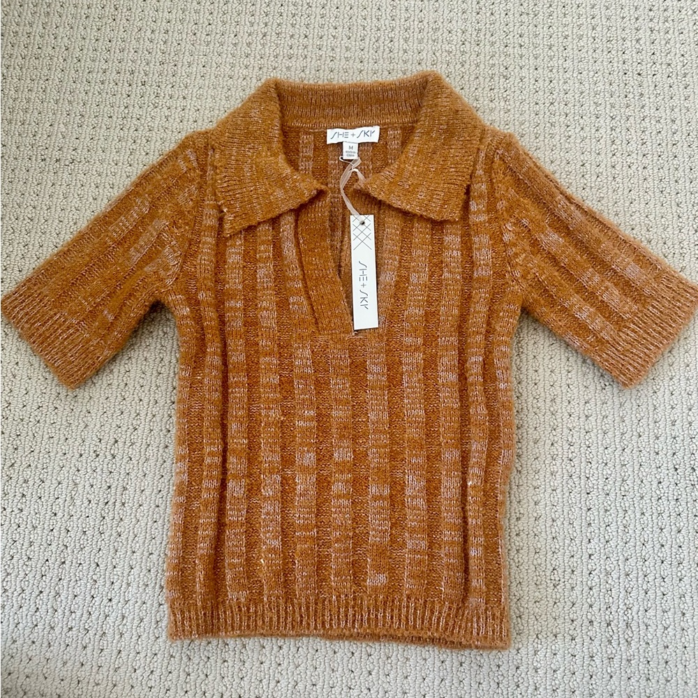 She + Sky Women's V-Neck Sweater in Warm Brown